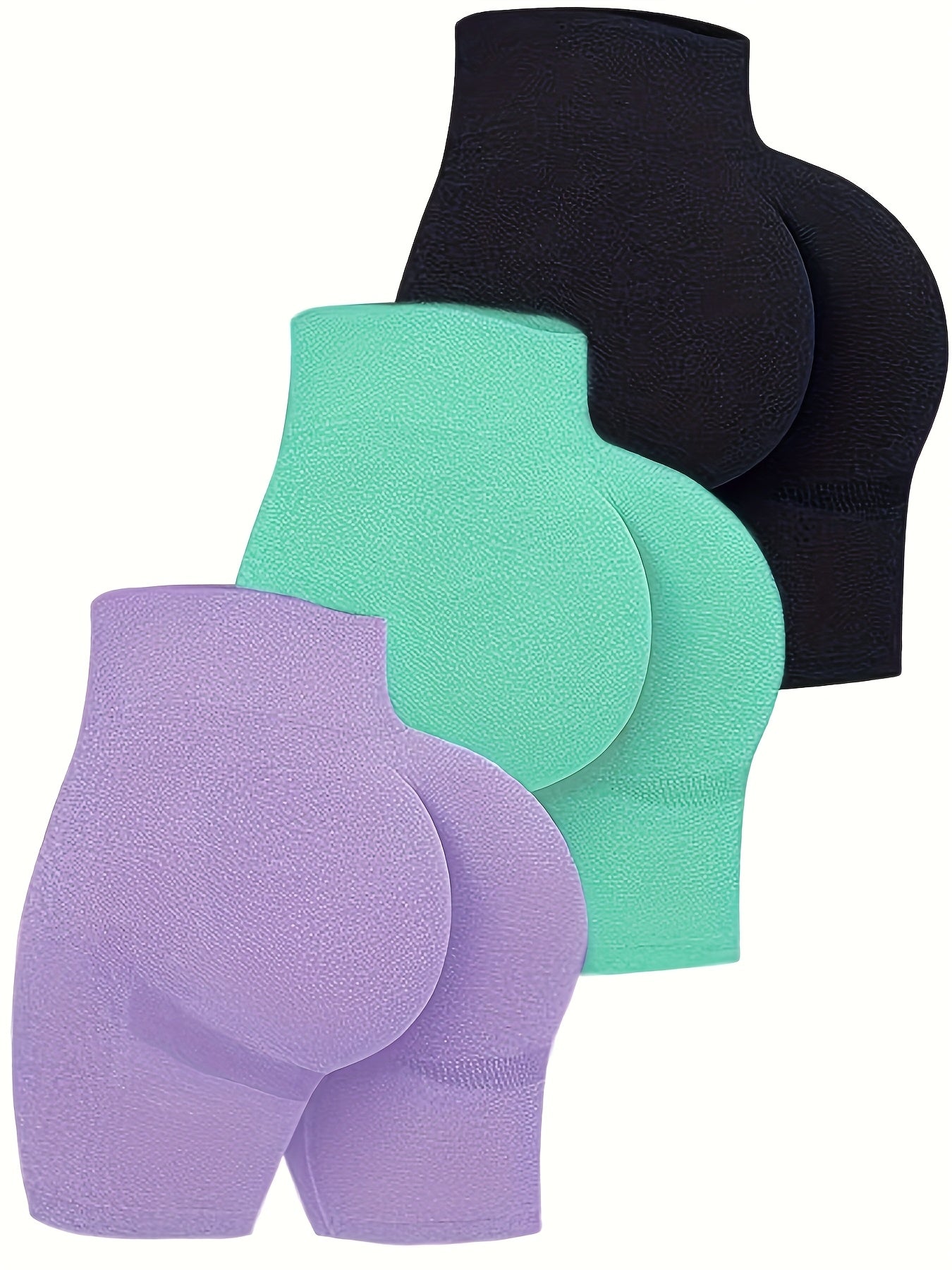 Conjunto de 3 Shorts Ciclistas Sem Costura em Cor Sólida