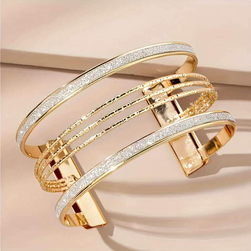 Bracelete feminina elegante e ajustável com abertura frontal - estilo vintage e chique com strass brilhantes, base de ferro, 6,48 cm de diâmetro