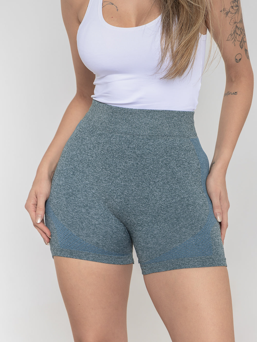 Shorts de ginástica femininos de cintura alta com compressão que levantam o bumbum