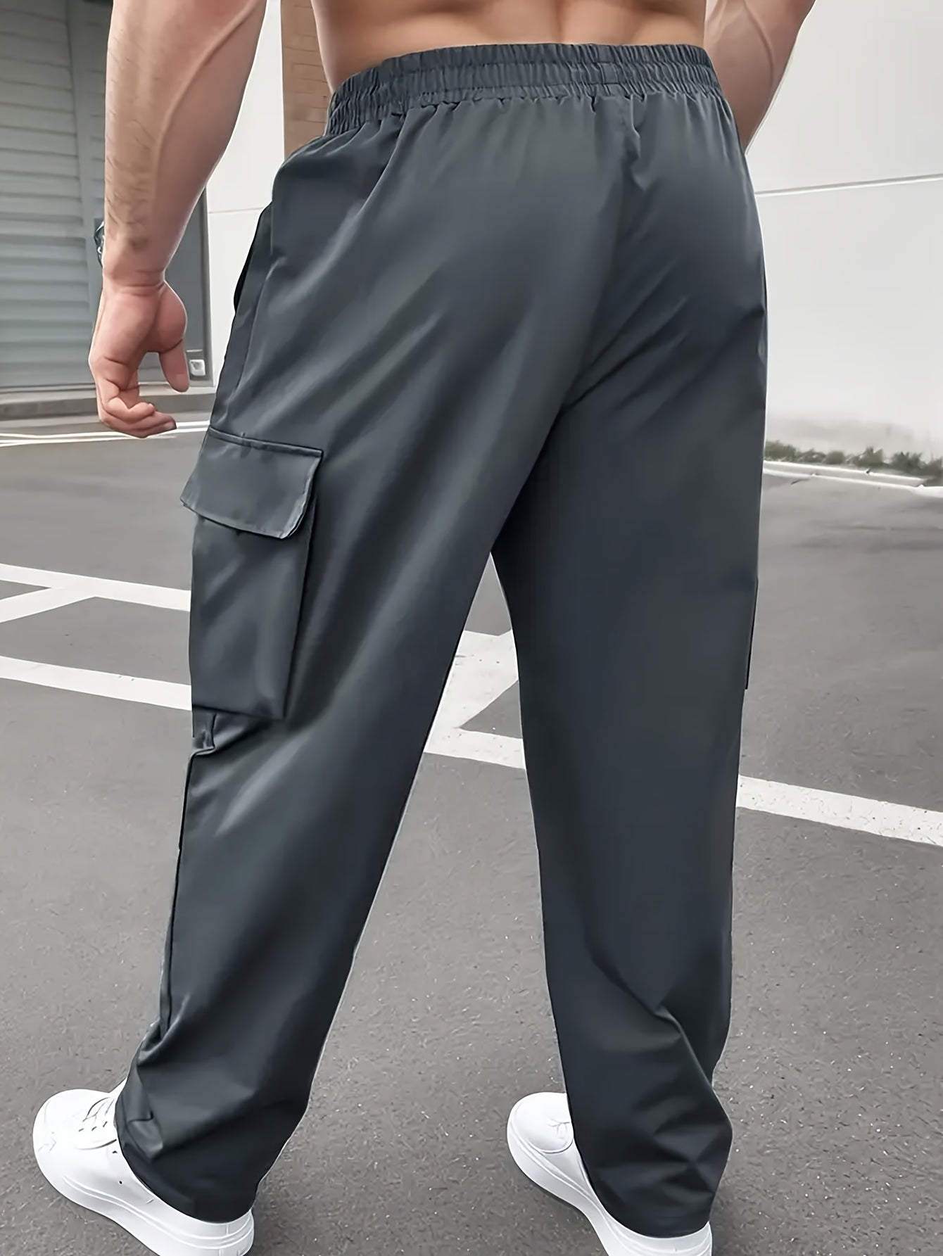 Calça Masculina Reforçada com Bolsos com Zíper – Poliéster Levemente Elástico