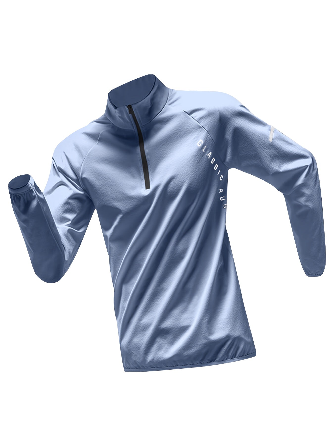 Camiseta Esportiva Masculina de Manga Comprida com Meio Zíper