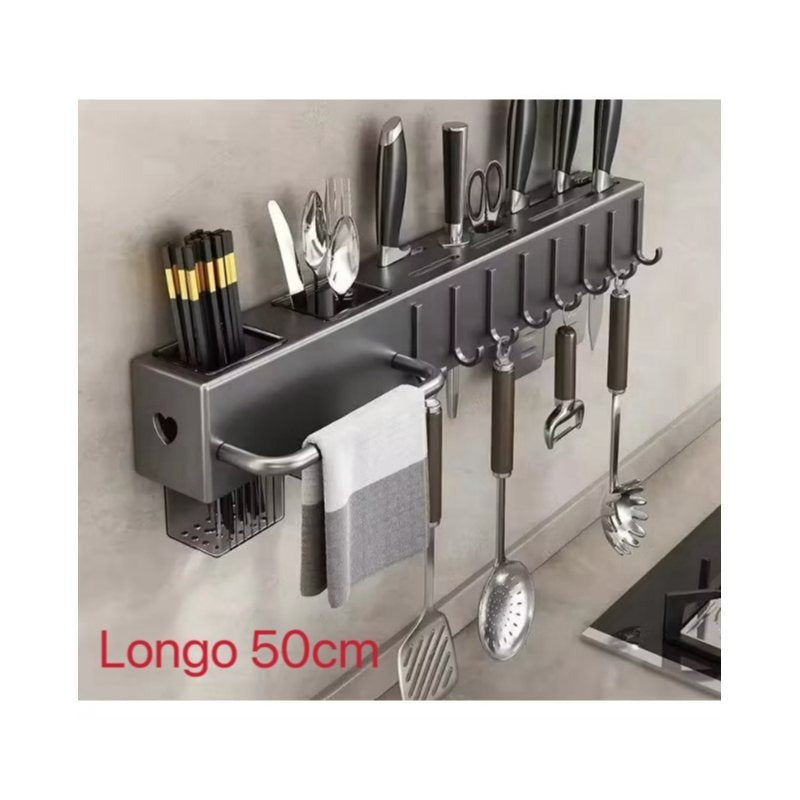 Suporte para facas,  talheres e utensílios de cozinha em aço inoxidável.