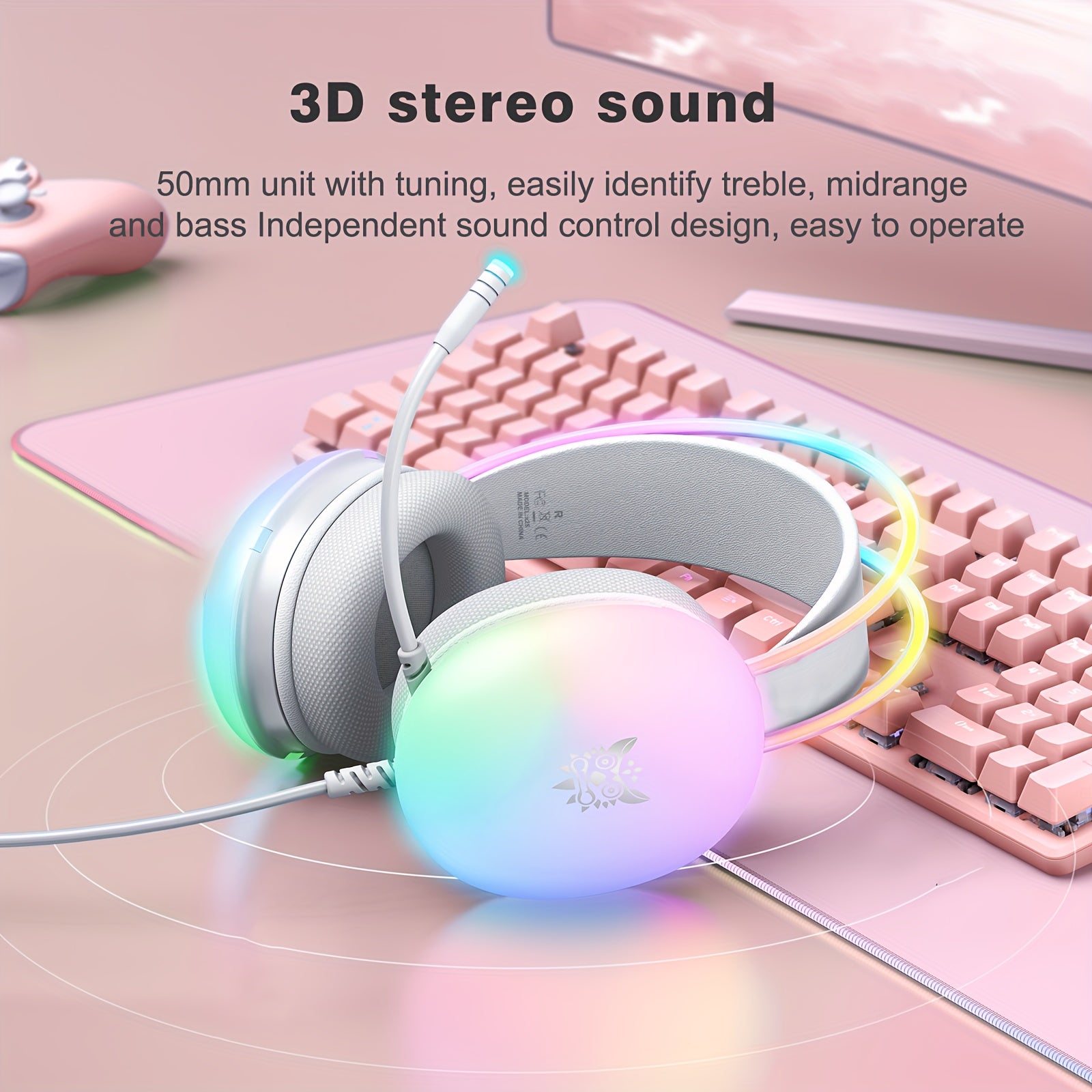 Fones de ouvido para jogos ONIKUMA X25 com microfone | Iluminação RGB completa, som surround 7.1 intra-auricular com redução de ruído, conector de 3,5 mm com fio para PS4, PS5, Xbox One e PC - Não compatível com USB