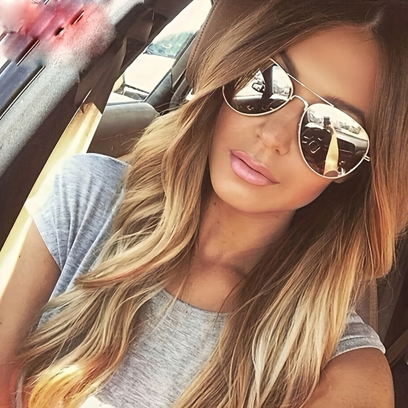 Óculos modernos retrô coloridos com estampa e lentes douradas, unissex