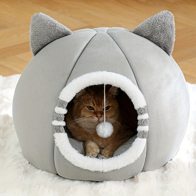 Cama para gatos de interior, casinha lavável à máquina com tapete macio, ideal para todas as raças de gatos, perfeita para um sono profundo.