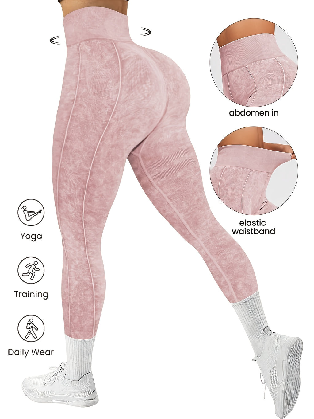 Leggings femininas estilosas e sem costura para a primavera e o verão de 2026, com lavagem que imita jeans. Altamente elásticas, confortáveis, respiráveis e com cintura alta para levantar o bumbum e modelar a silhue