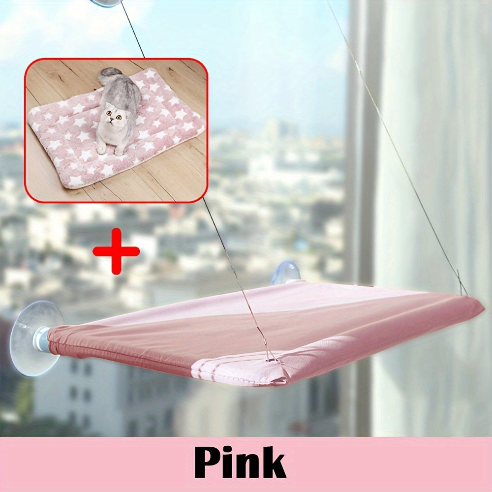 Poleiro de janela confortável para gatos - Cama tipo rede aconchegante para gatos, montada na janela.