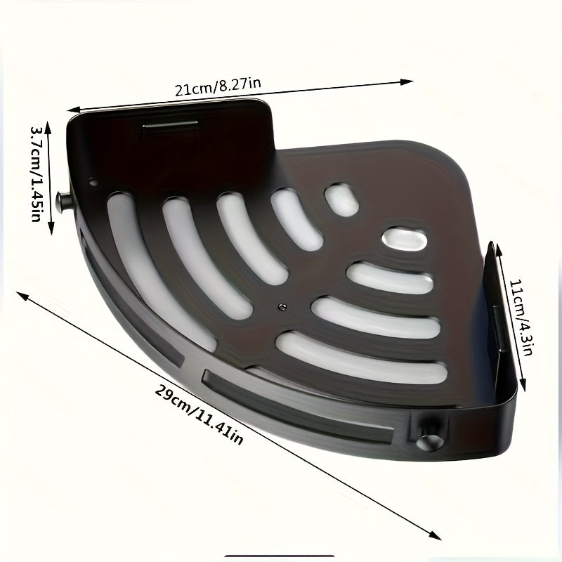 Conjunto de 3 prateleiras de canto para banheiro, ideais para guardar cosméticos e géis de banho, também servem como um suporte de parede versátil para a cozinha.