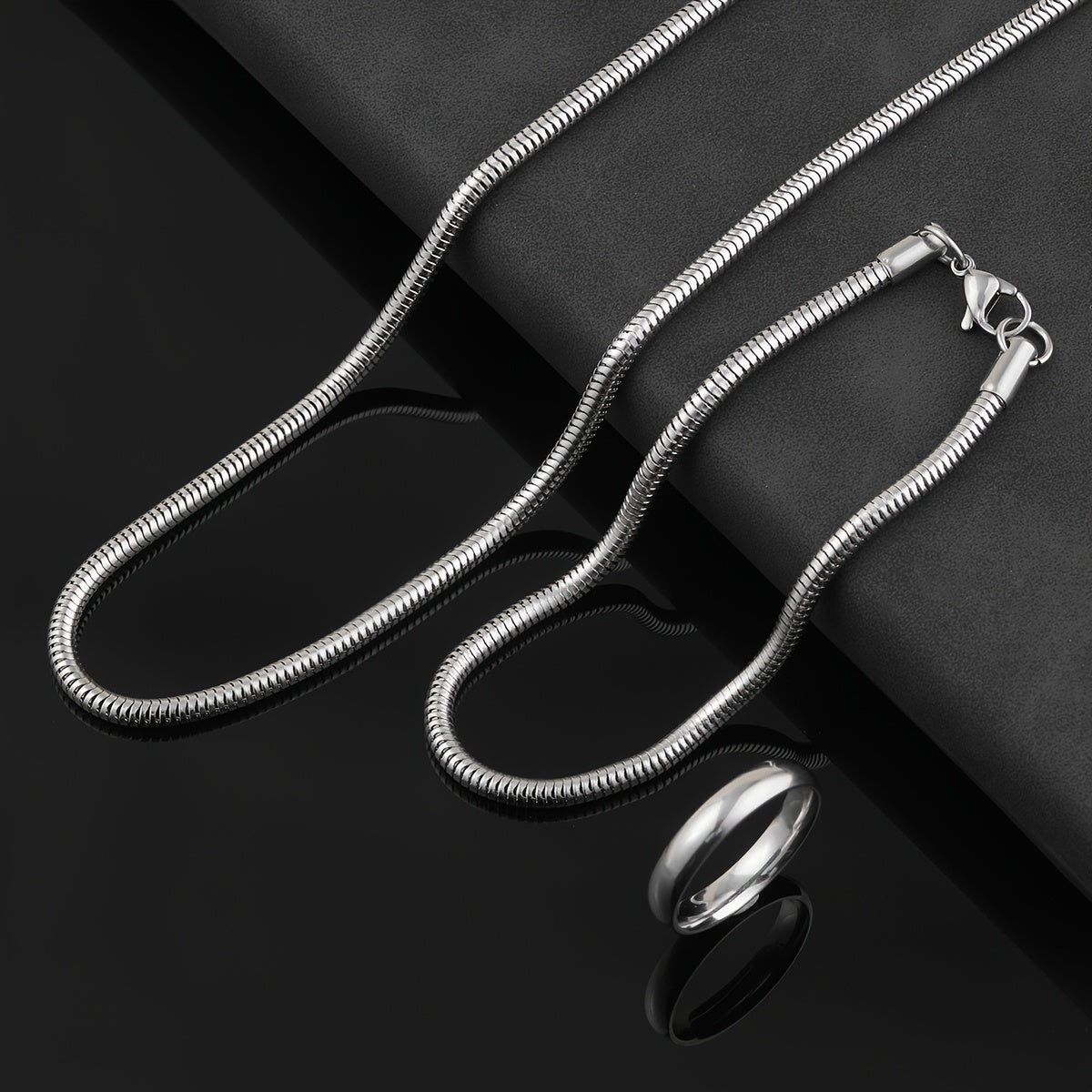 Conjunto de 3 peças de joias em aço inoxidável da série Dark, elegantes e versáteis, com cruzes