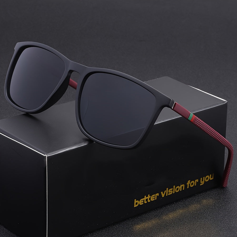 Óculos masculinos retangulares clássicos, com armação preta confortável e leve