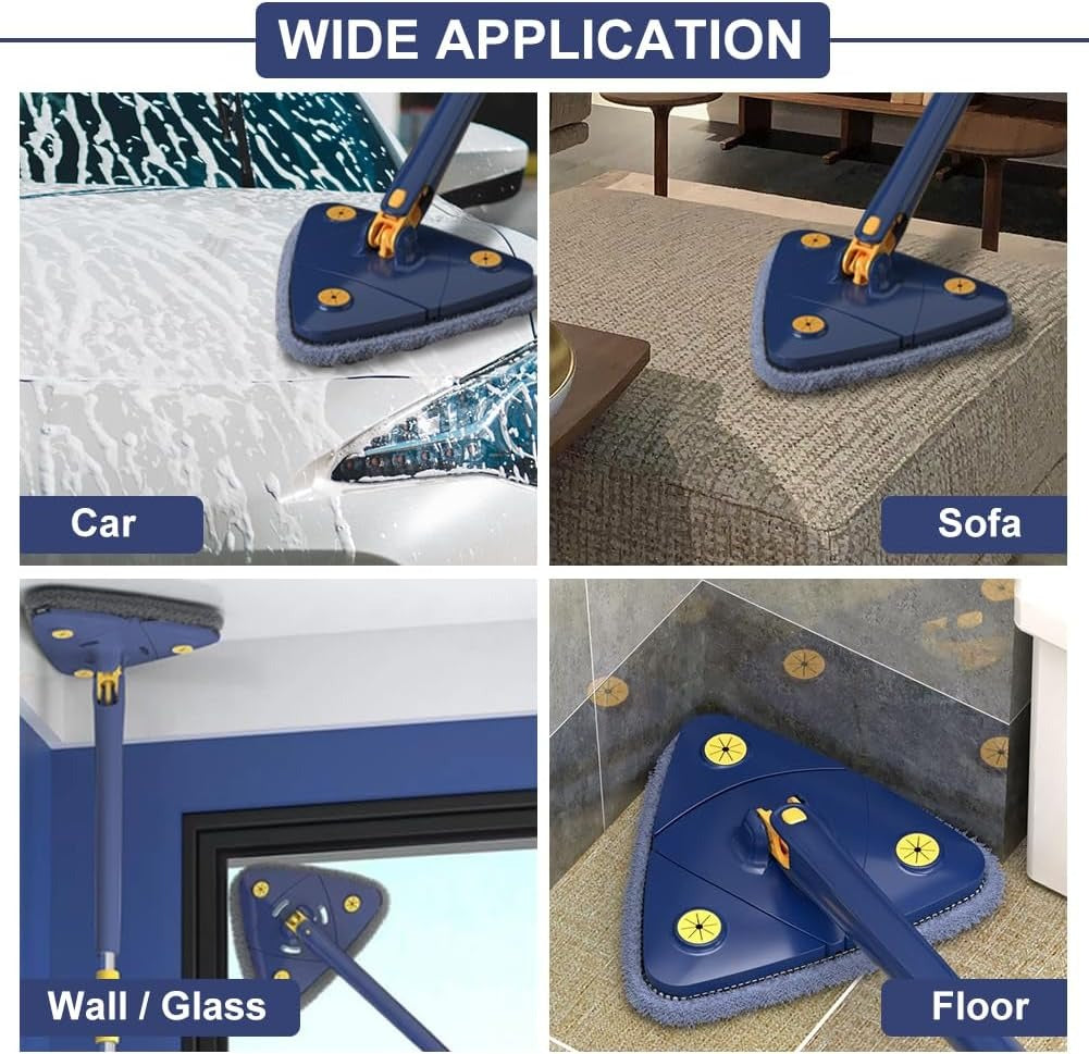 Mop Triangular com Rotação de 360° – Alta Absorção | Limpeza de Cantos sem Sujar as Mãos