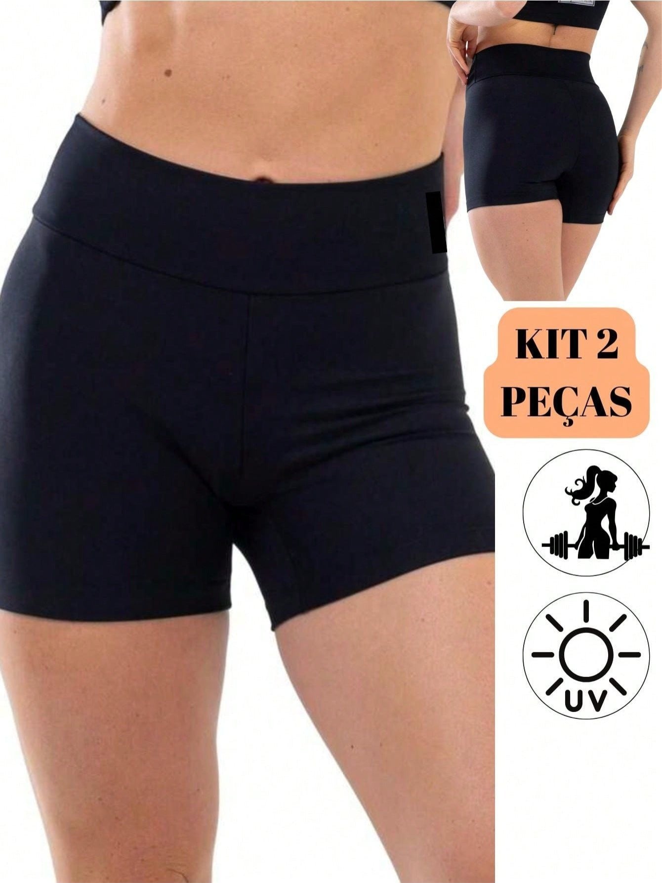 Conjunto com 2 shorts de cintura alta