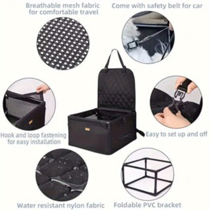 Bolsa portátil para cadeirinha de carro com janela de tela para cães pequenos, gatos e filhotes.