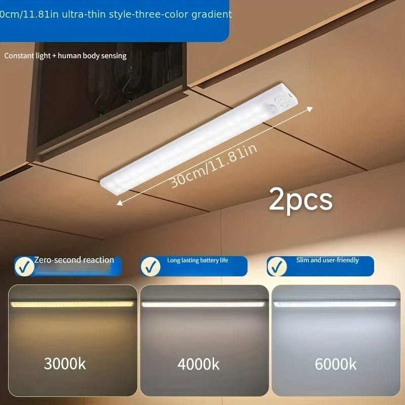 Conjunto de 2 luminárias inteligentes LED recarregáveis via USB com sensor de movimento