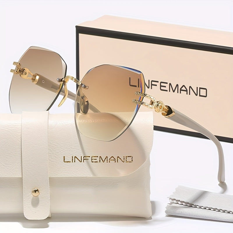 LINFEMAND Óculos leves, geométricos e sem armação