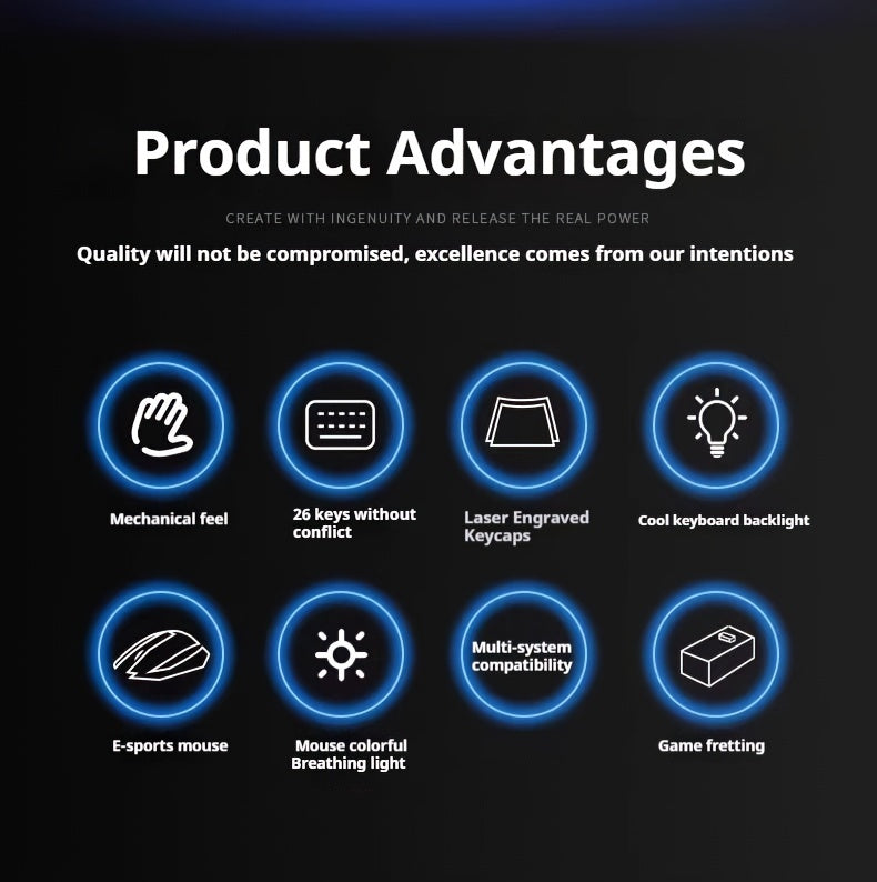 Teclado Gamer com Fio Silencioso EWEADN com 104 Tecla