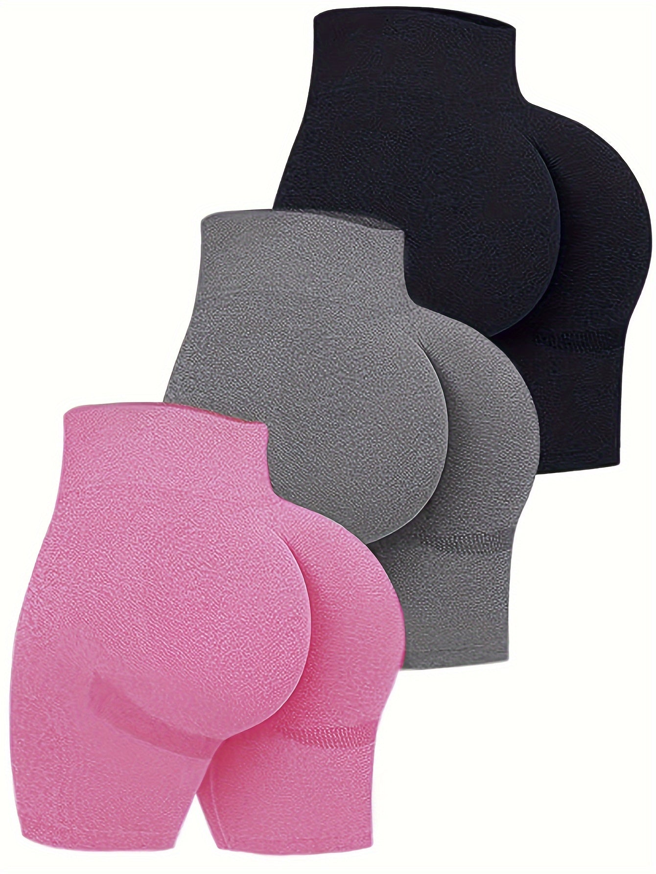 Conjunto de 3 Shorts Ciclistas Sem Costura em Cor Sólida