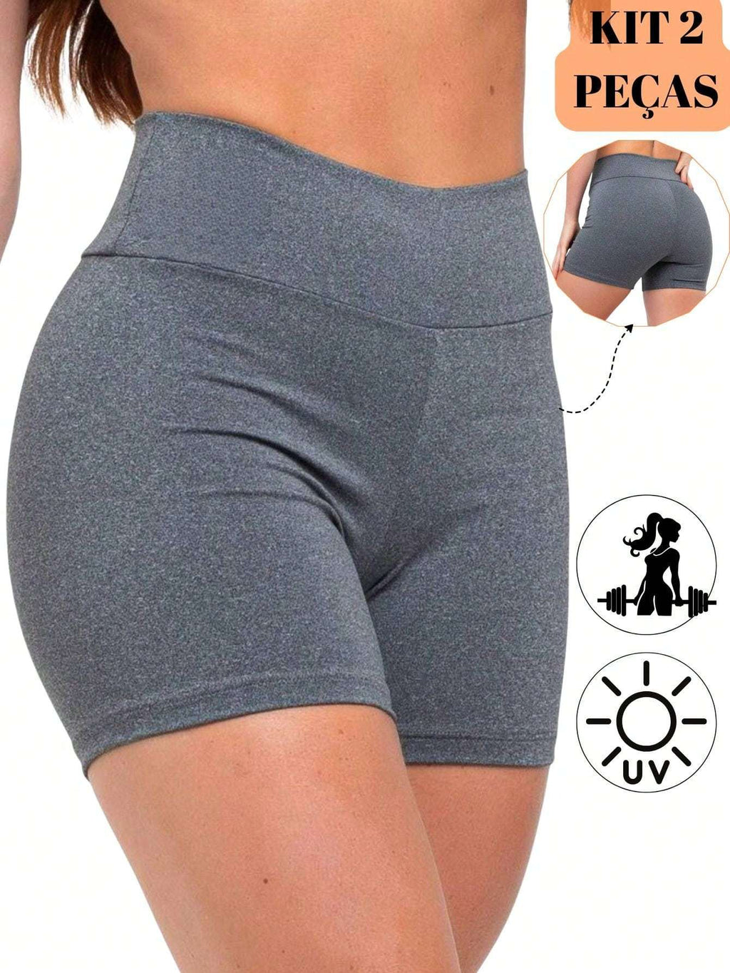 Conjunto com 2 shorts de cintura alta