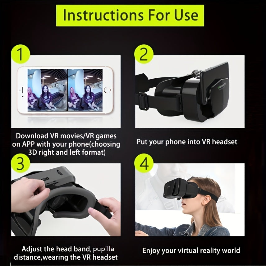 1 Óculos de Realidade Virtual 3D Inteligentes para iPhone e Smartphones Android com Lentes para Celular