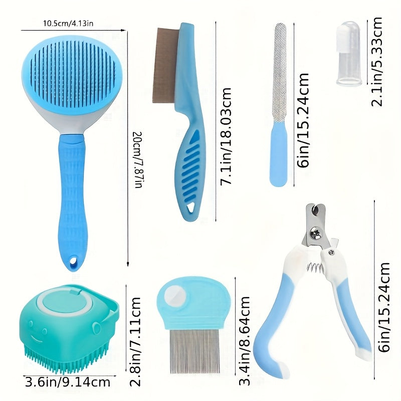 Kit de luxo para higiene de cães e gatos com 7 ou 12 peças