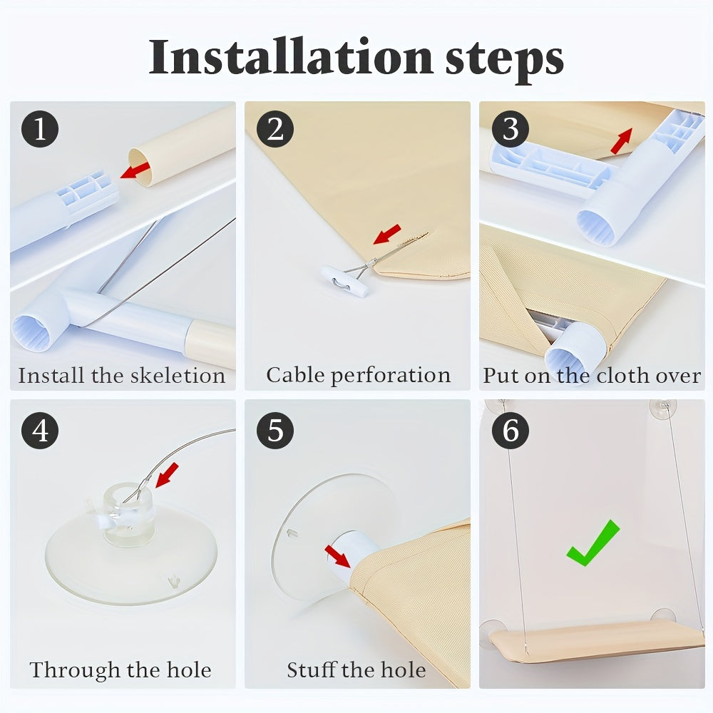 Poleiro de janela confortável para gatos - Cama tipo rede aconchegante para gatos, montada na janela.