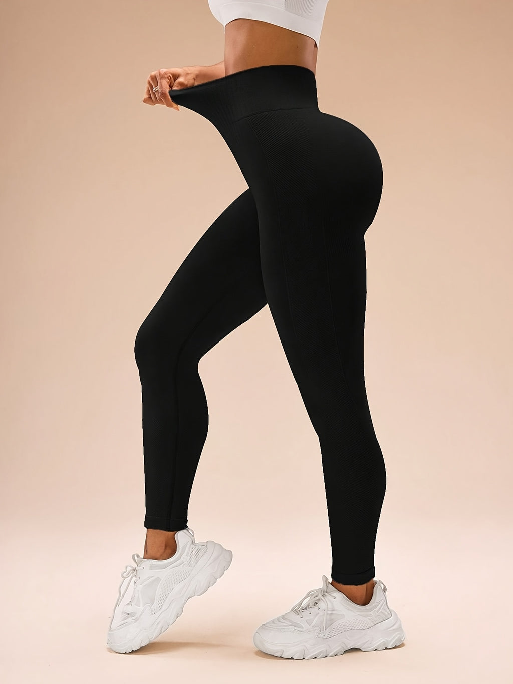 Leggings femininas Slow Yoga sem costura, elásticas, respiráveis e de secagem rápida.