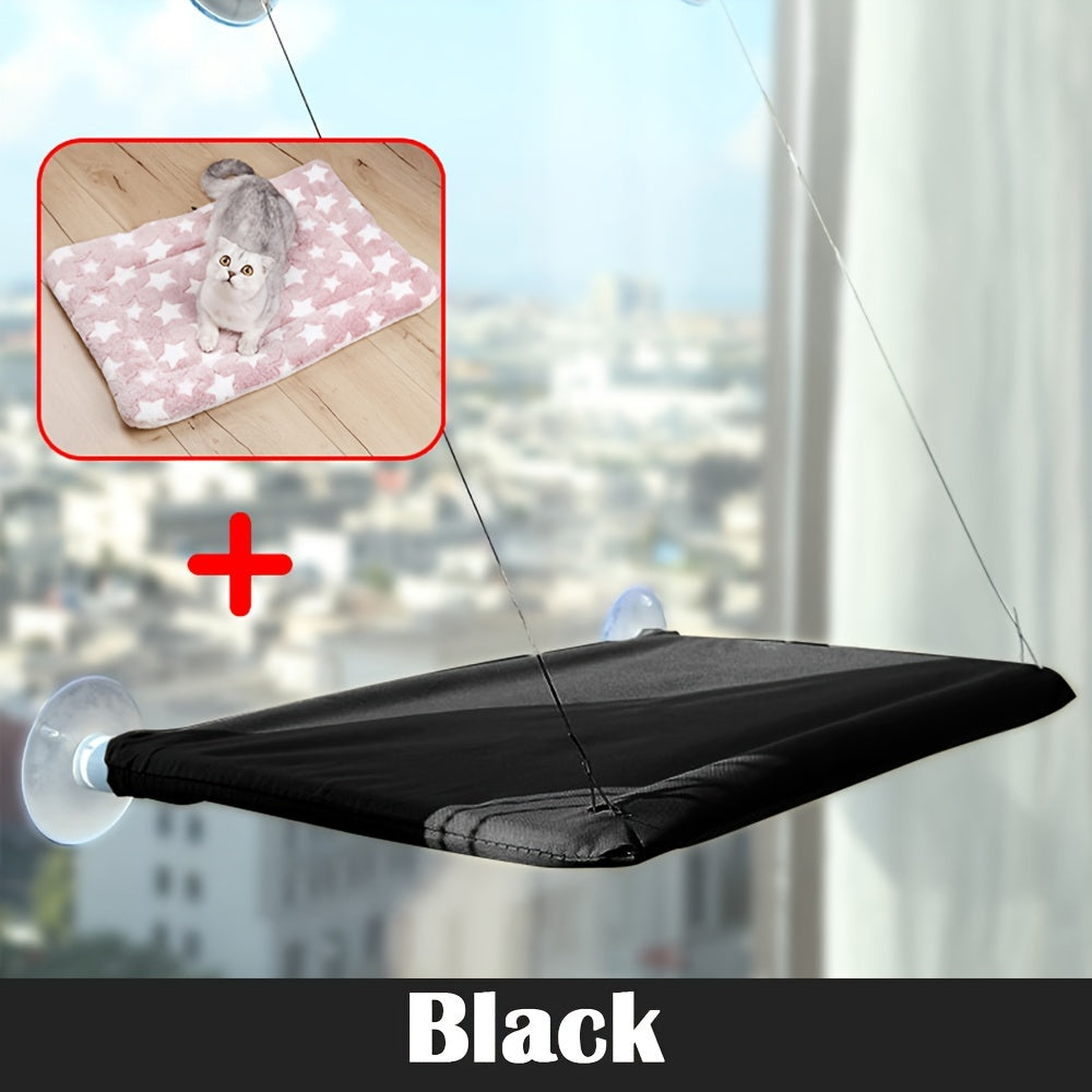 Poleiro de janela confortável para gatos - Cama tipo rede aconchegante para gatos, montada na janela.