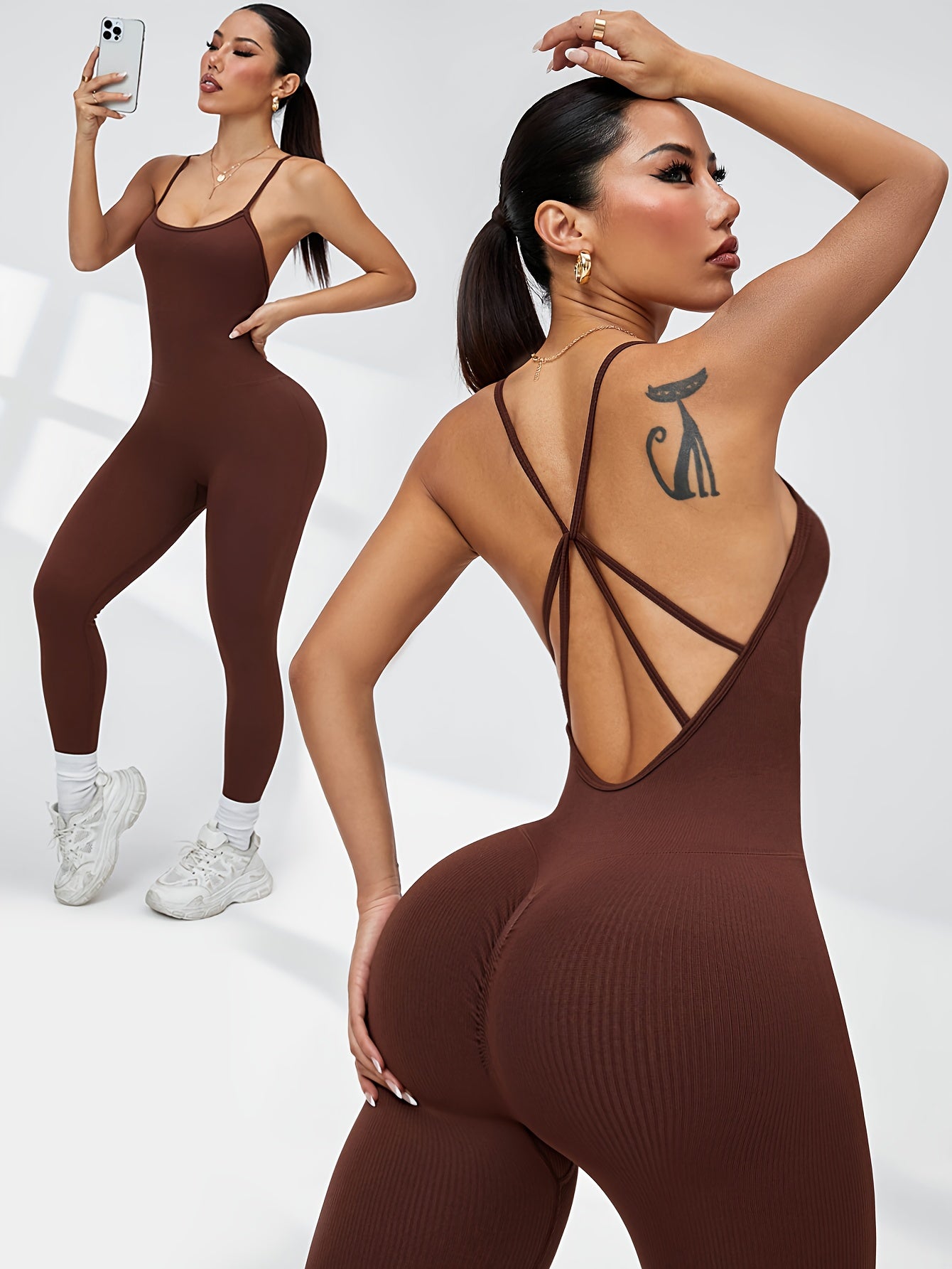 Macacão com costas cruzadas