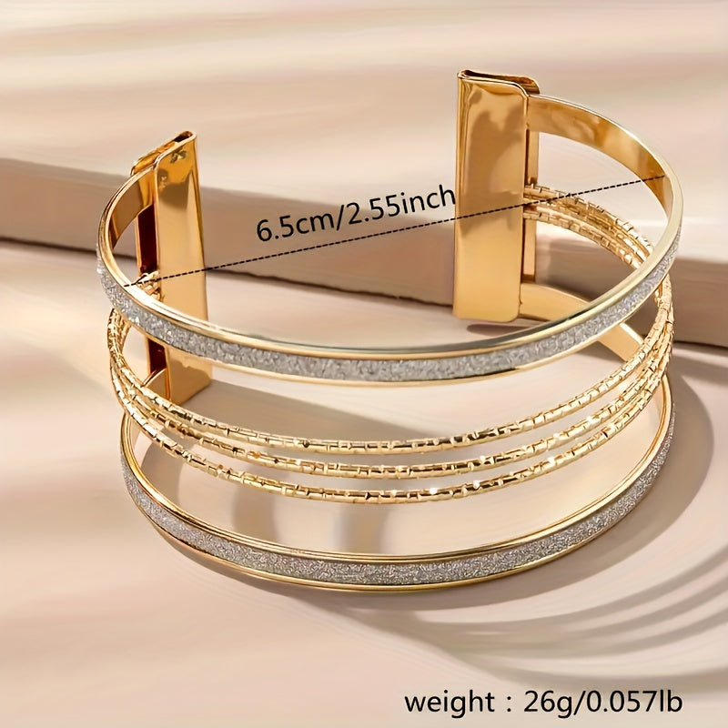 Bracelete feminina elegante e ajustável com abertura frontal - estilo vintage e chique com strass brilhantes, base de ferro, 6,48 cm de diâmetro