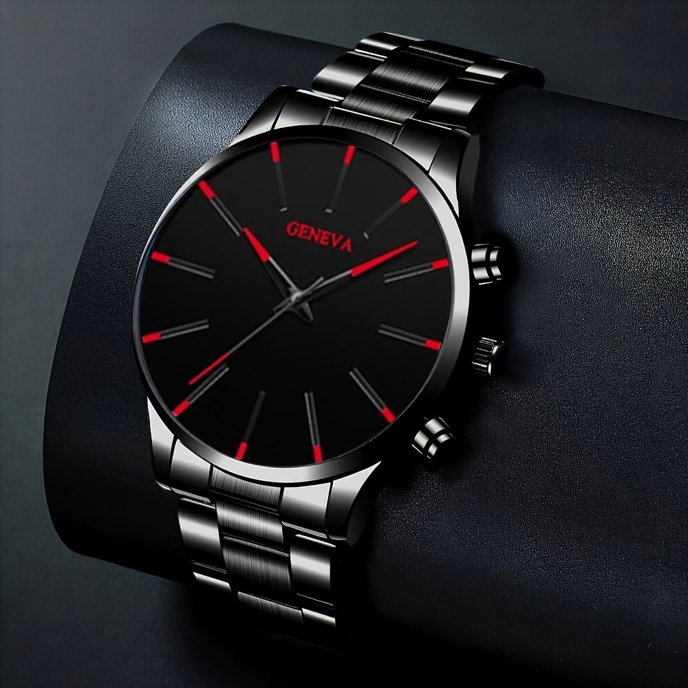 Conjunto de 4 peças de relógios de quartzo redondos masculinos