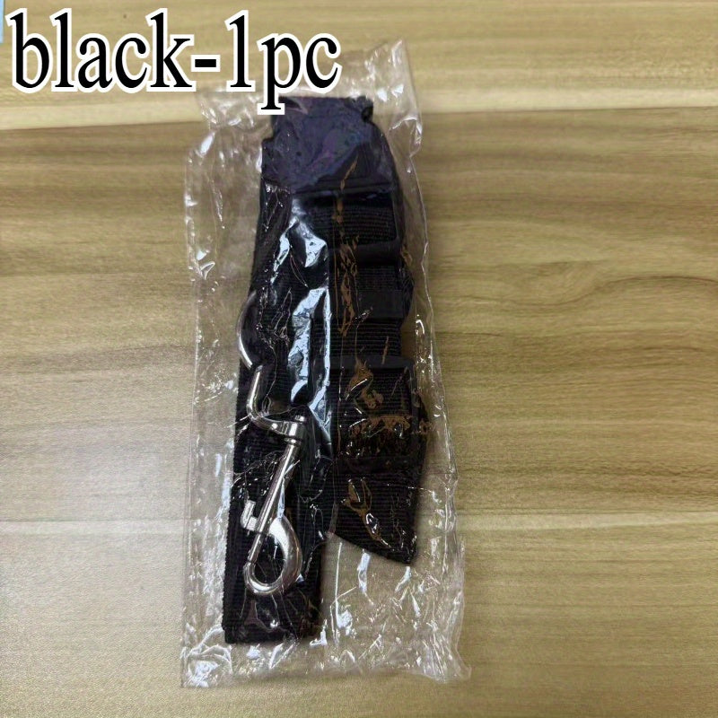 Cinto de segurança ajustável para animais de estimação, com guia de nylon 2 em 1 e cinto para o banco traseiro - Coleira resistente na cor roxa para viagens seguras, lavar à mão, fivelas de metal robustas.