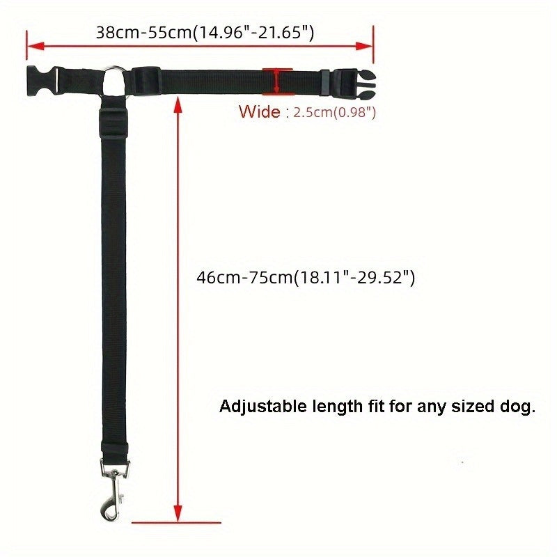 Cinto de segurança ajustável para animais de estimação, com guia de nylon 2 em 1 e cinto para o banco traseiro - Coleira resistente na cor roxa para viagens seguras, lavar à mão, fivelas de metal robustas.