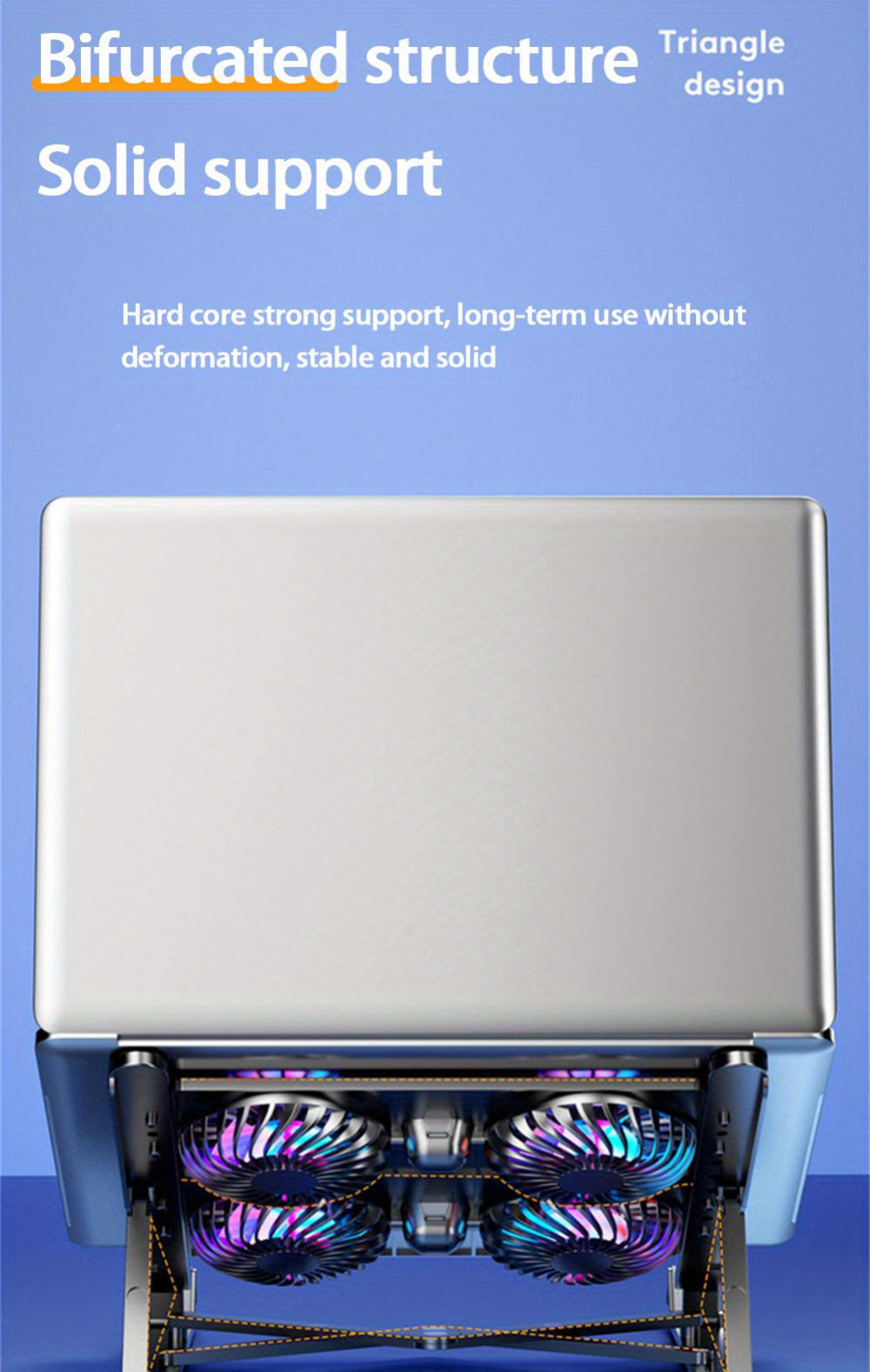 Suporte dobrável para laptop com cooler, compatível com laptops de 11 a 17,3 polegadas