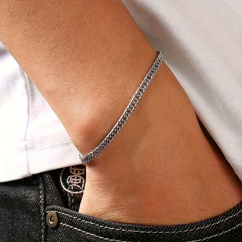 Conjunto de 6 pulseiras masculinas de aço inoxidável de alta qualidade, 19 cm, resistentes ao desbotamento.