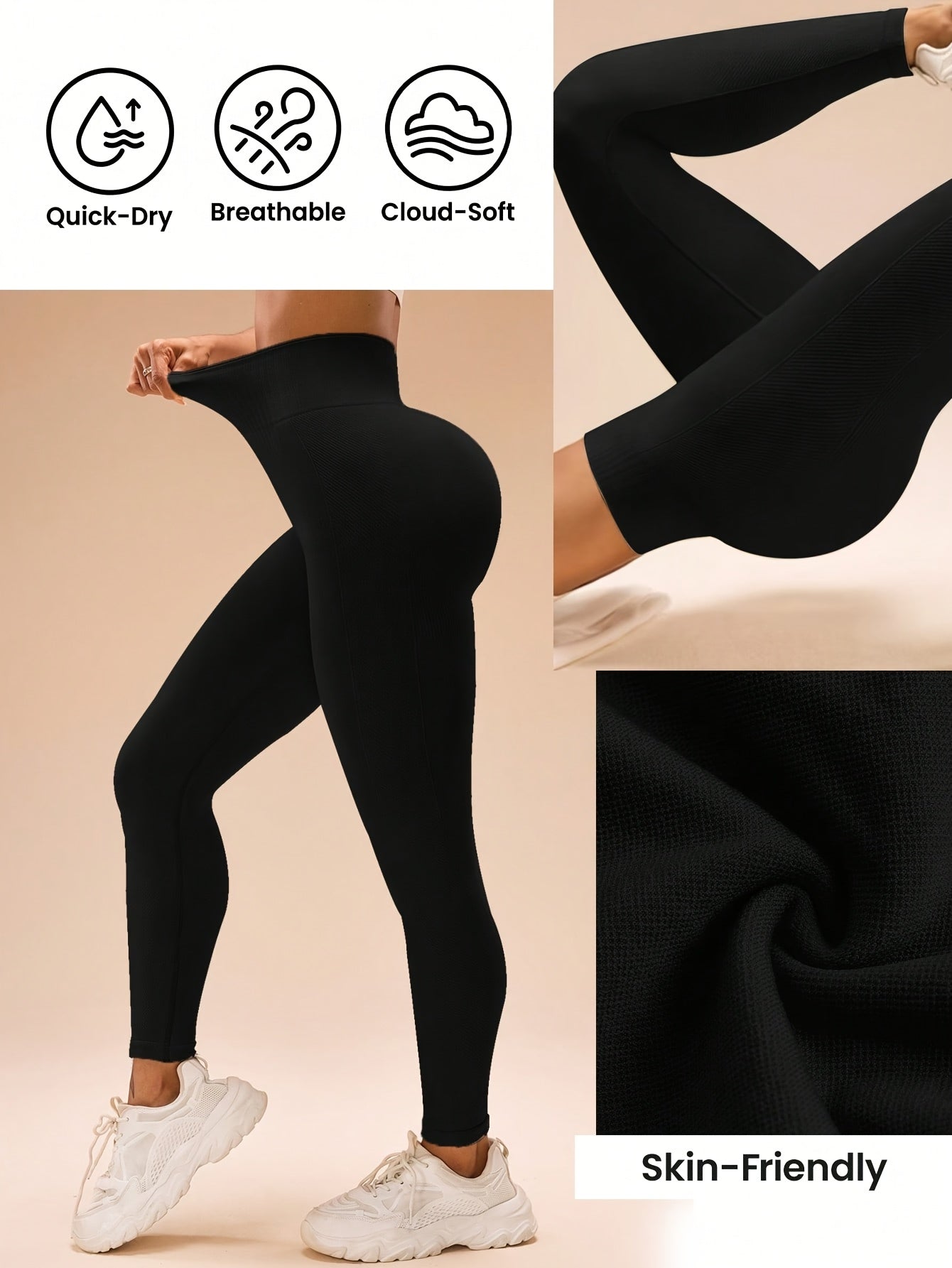 Leggings femininas Slow Yoga sem costura, elásticas, respiráveis e de secagem rápida.