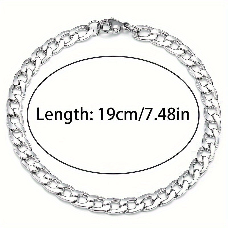 Conjunto de 6 pulseiras masculinas de aço inoxidável de alta qualidade, 19 cm, resistentes ao desbotamento.