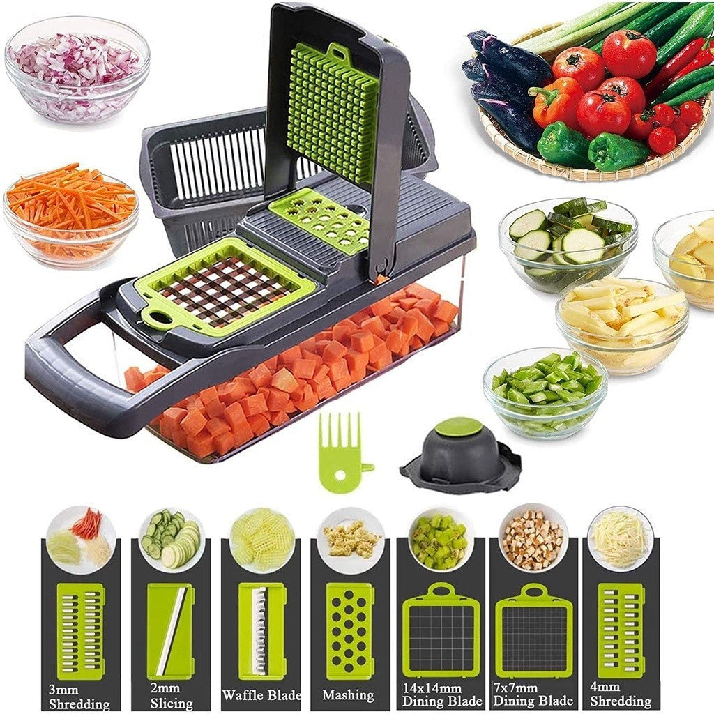 Processador de Alimentos em Aço Inoxidável, Moedor de Carne Rápido e Picador de Legumes, 5 Velocidades, Ideal para Cebolas, Alho e Saladas - Utensílio de Cozinha Essencial, Cortador de Legumes Multifuncional