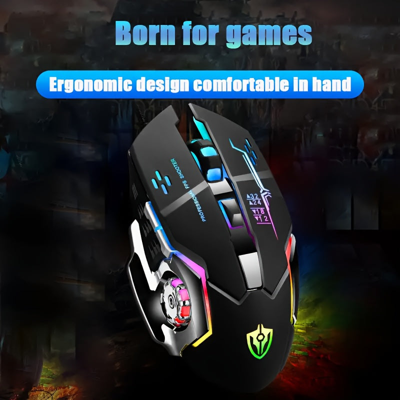 Mouse gamer USB com fio e retroiluminação, 6 botões, programação mecânica luminosa para computador, PC e laptop