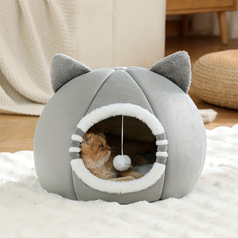Cama para gatos de interior, casinha lavável à máquina com tapete macio, ideal para todas as raças de gatos, perfeita para um sono profundo.