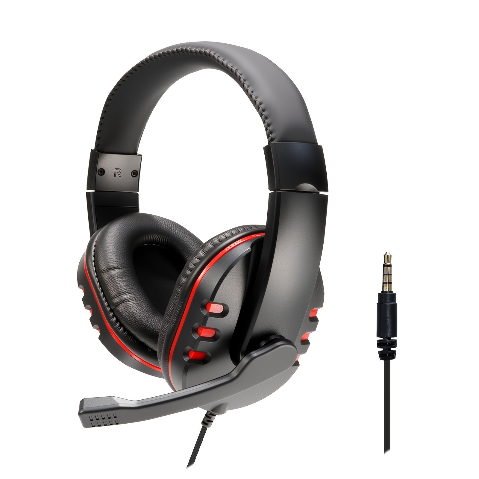 Fone de ouvido para jogos 7260 | Arco de cabeça ajustável, almofadas auriculares confortáveis, com fio, conector de 3,5 mm, controle de mídia, leve - BAO SHI FENG