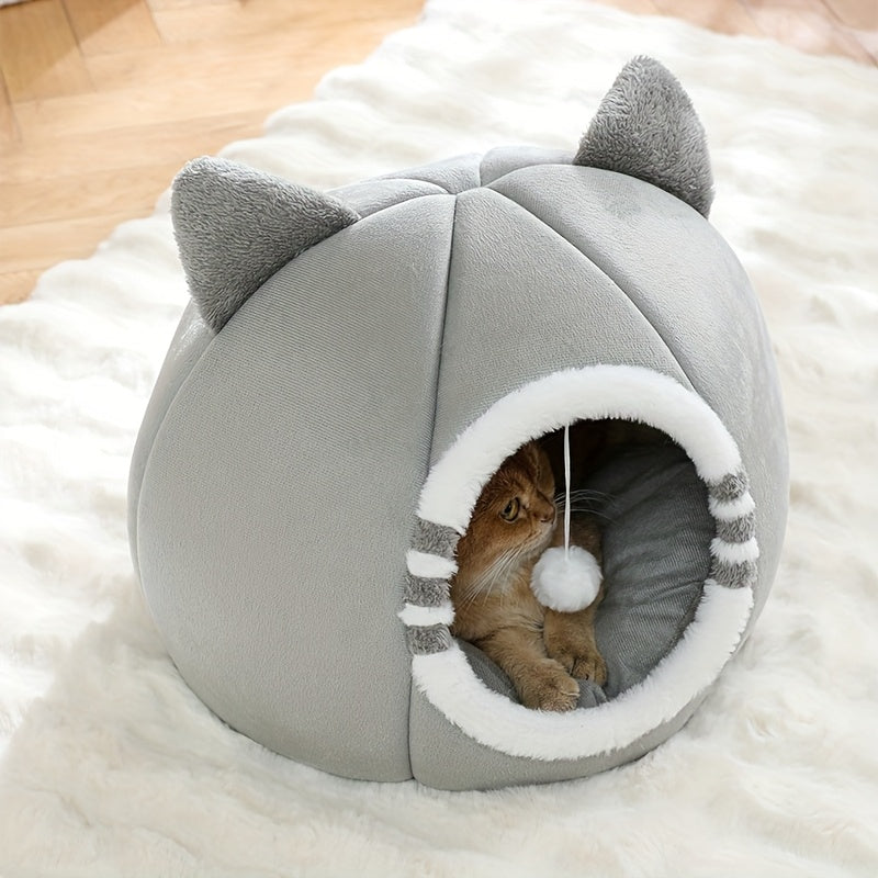 Cama para gatos de interior, casinha lavável à máquina com tapete macio, ideal para todas as raças de gatos, perfeita para um sono profundo.