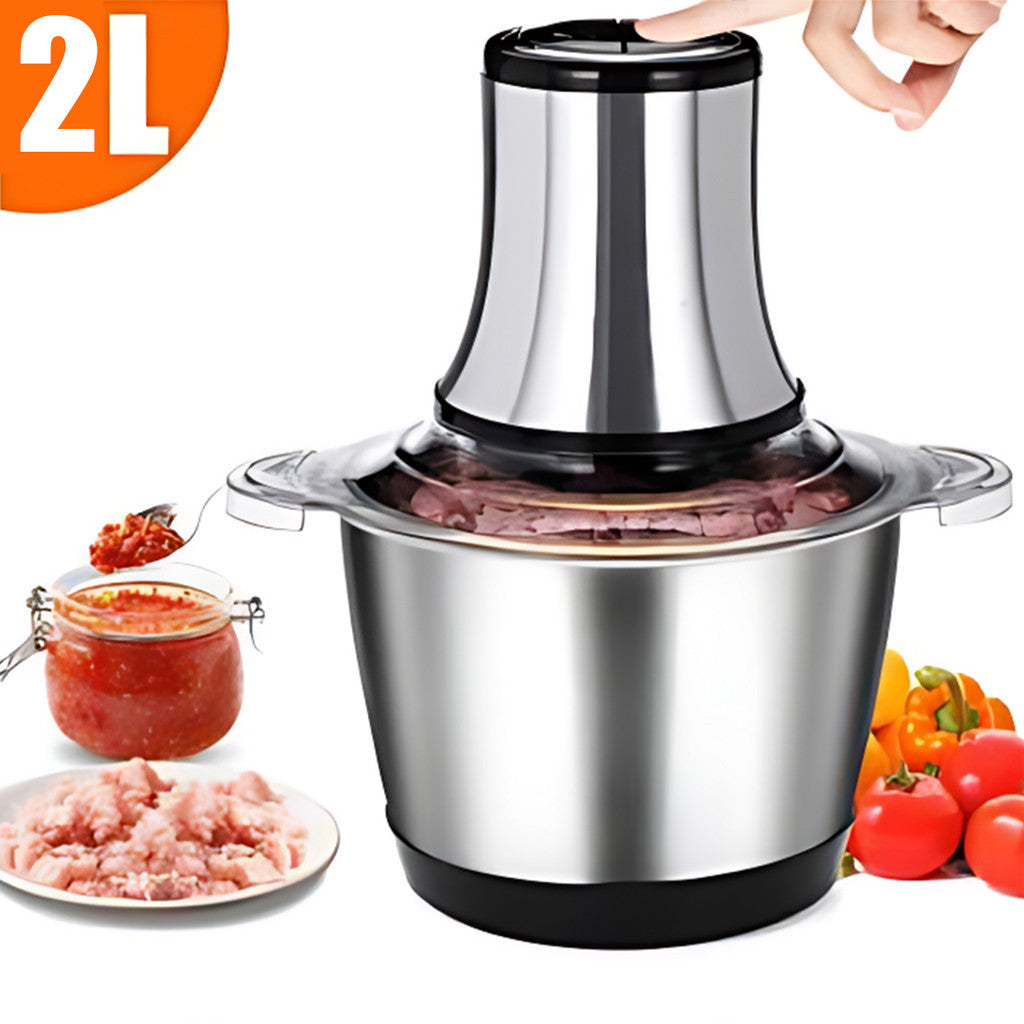 Processador de Alimentos em Aço Inoxidável, Moedor de Carne Rápido e Picador de Legumes, 5 Velocidades, Ideal para Cebolas, Alho e Saladas - Utensílio de Cozinha Essencial, Cortador de Legumes Multifuncional