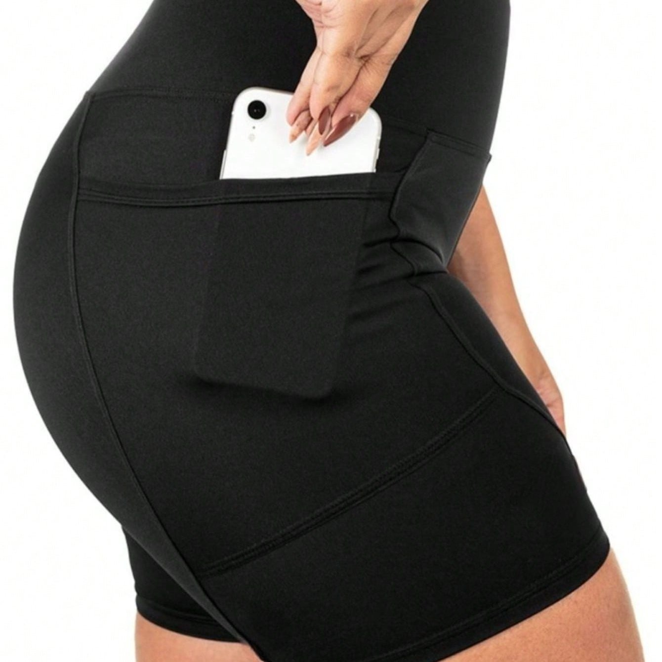 Shorts de ginástica com bolso, modelador que levanta o bumbum e cintura alta.