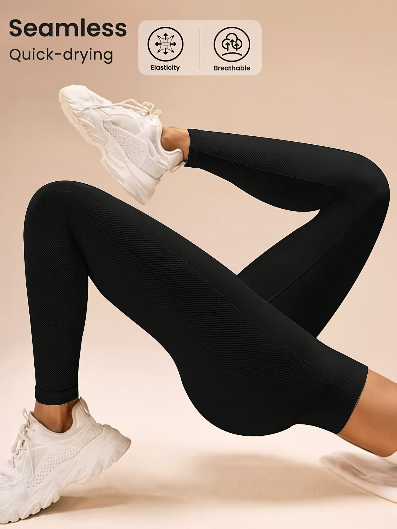 Leggings femininas Slow Yoga sem costura, elásticas, respiráveis e de secagem rápida.