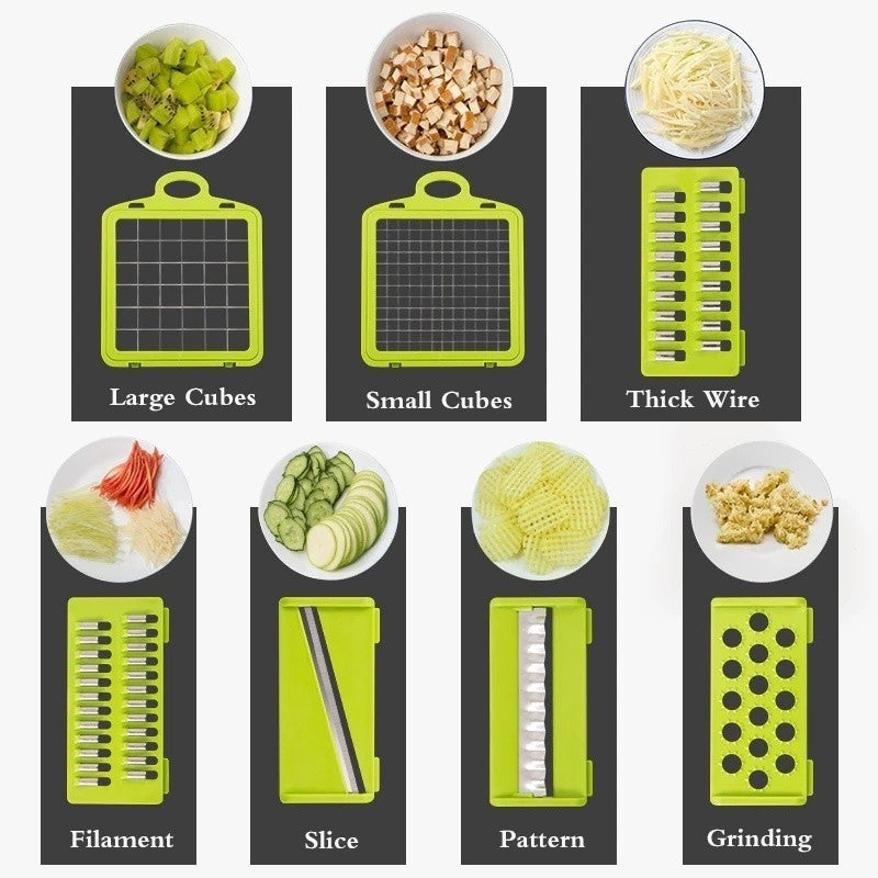 Processador de Alimentos em Aço Inoxidável, Moedor de Carne Rápido e Picador de Legumes, 5 Velocidades, Ideal para Cebolas, Alho e Saladas - Utensílio de Cozinha Essencial, Cortador de Legumes Multifuncional