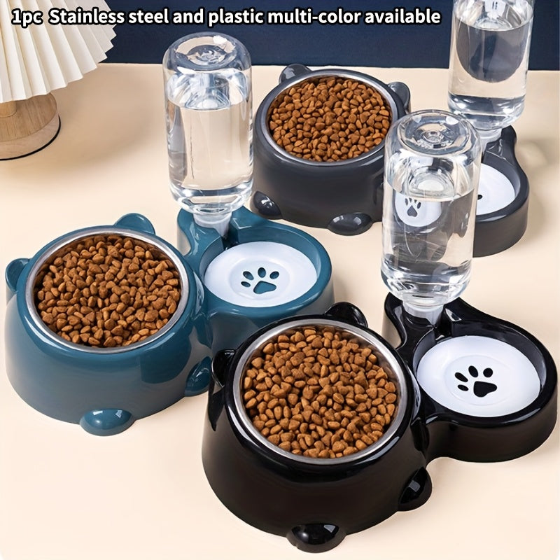 Tigela dupla para animais de estimação em aço inoxidável