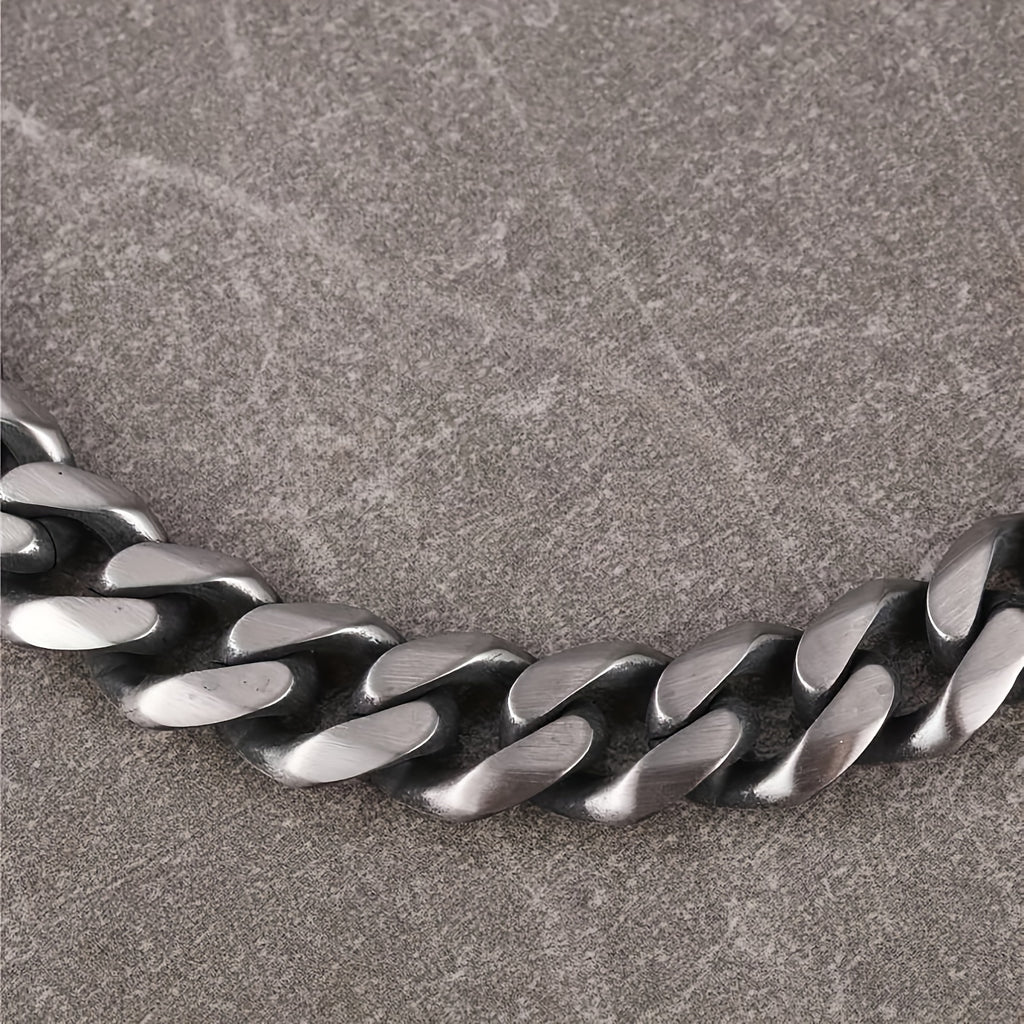 Pulseira masculina de aço inoxidável com elos cubanos