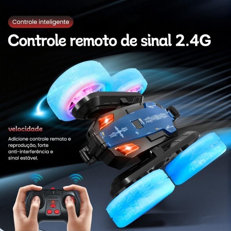 Carro de Acrobacias com Controle Remoto – Controle Duplo, 360°, Luzes