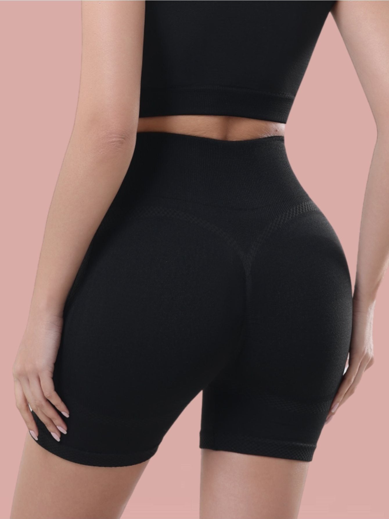 Shorts fitness sem costura de cintura alta