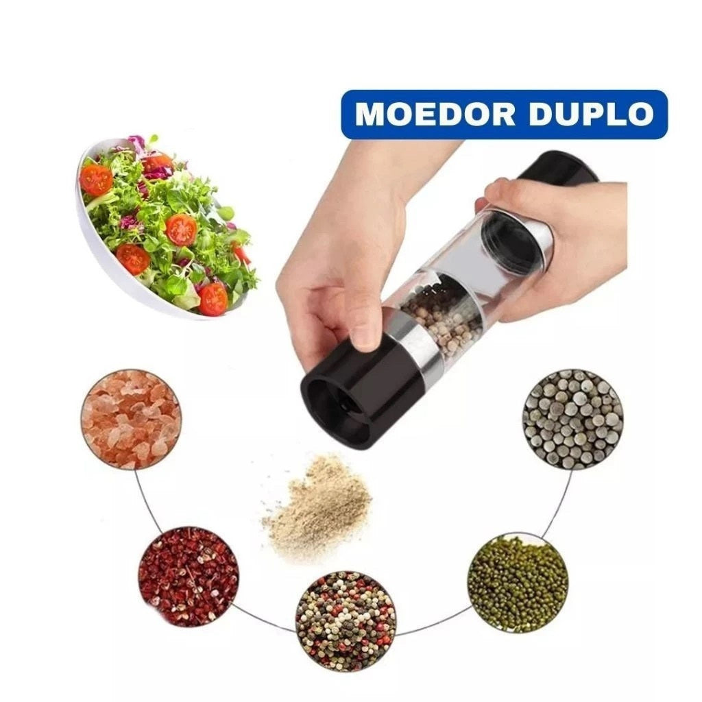 Moedor manual 2 em 1 para pimenta e sal